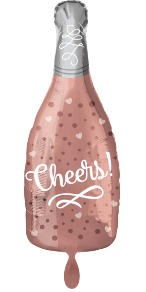 Folienballon - Sektflasche Roségold: Cheers - Ø 50cm